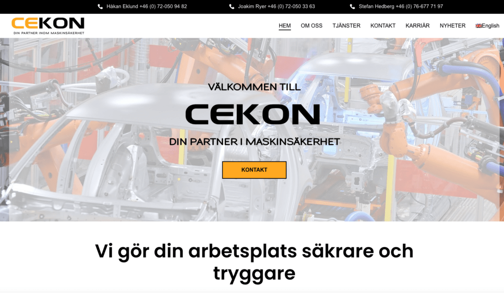 Cekon AB - Maskinsäkerhet ny webbsida